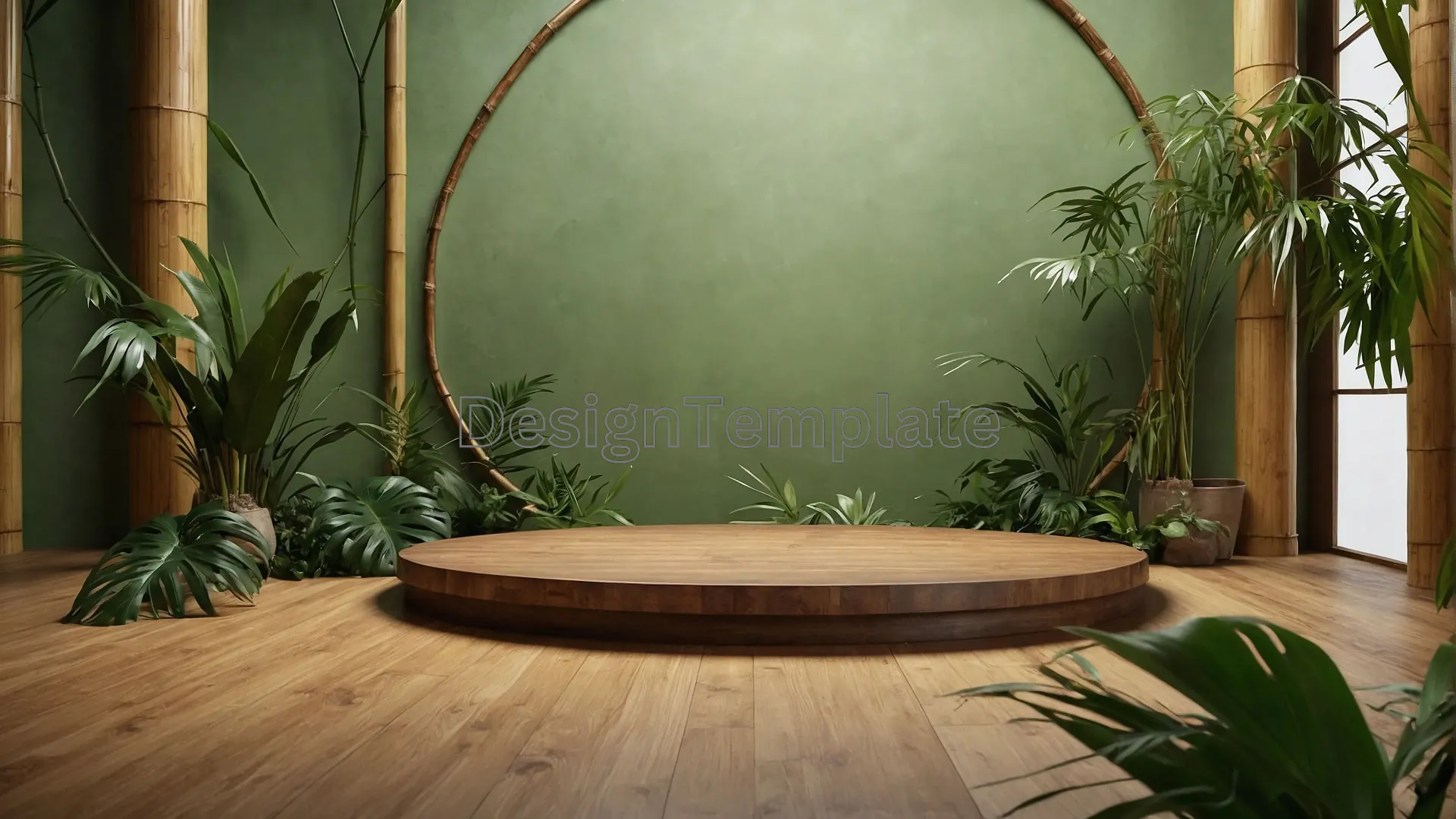 Reflective Green Nook Calming Plant Background